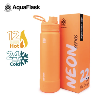 AQUAFLASK 22oz Neon Series Wide Mouth with Vacuum Insulated Stainless Steel Water Flask