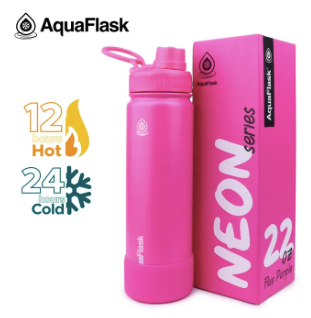 AQUAFLASK 22oz Neon Series Wide Mouth with Vacuum Insulated Stainless Steel Water Flask