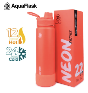 AQUAFLASK 22oz Neon Series Wide Mouth with Vacuum Insulated Stainless Steel Water Flask