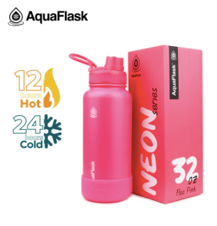 AQUAFLASK 32oz Neon Series Wide Mouth with Vacuum Insulated Stainless Steel Water Flask