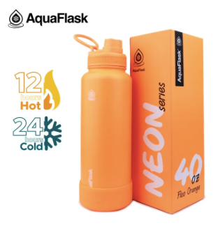 AQUAFLASK 40oz Neon Series Wide Mouth with Vacuum Insulated Stainless Steel Water Flask