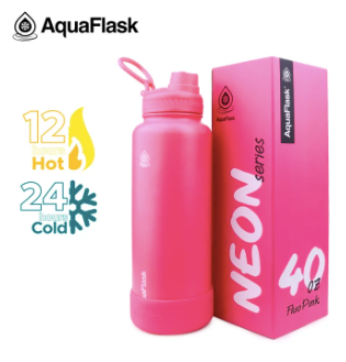 AQUAFLASK 40oz Neon Series Wide Mouth with Vacuum Insulated Stainless Steel Water Flask