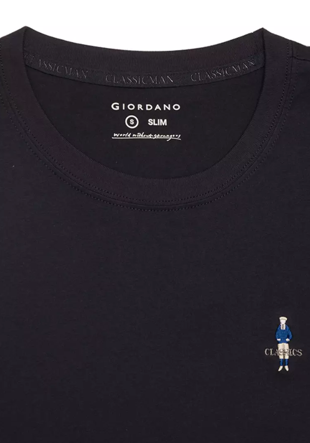 GIORDANO Men's Classic Man T-Shirt 66-Signature Navy XL