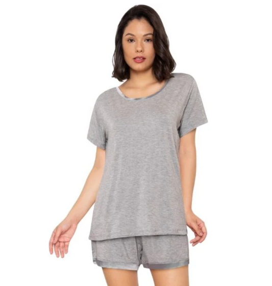 Linen & Homes Claire Classic Roundneck Sleepwear Set (T-shirt + Shorts)