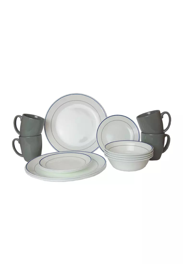 Corelle 16-pc. Classic Set Double Ring Blue