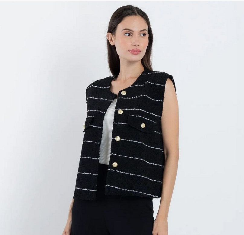 Details Striped Vest Black FS