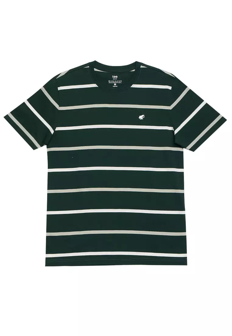 GIORDANO Men's Cotton Jersey Stripe Frog Tee T-Shirt blue