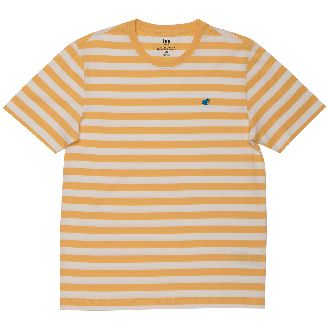 GIORDANO Men's Cotton Jersey Stripe Frog Tee T-Shirt blue