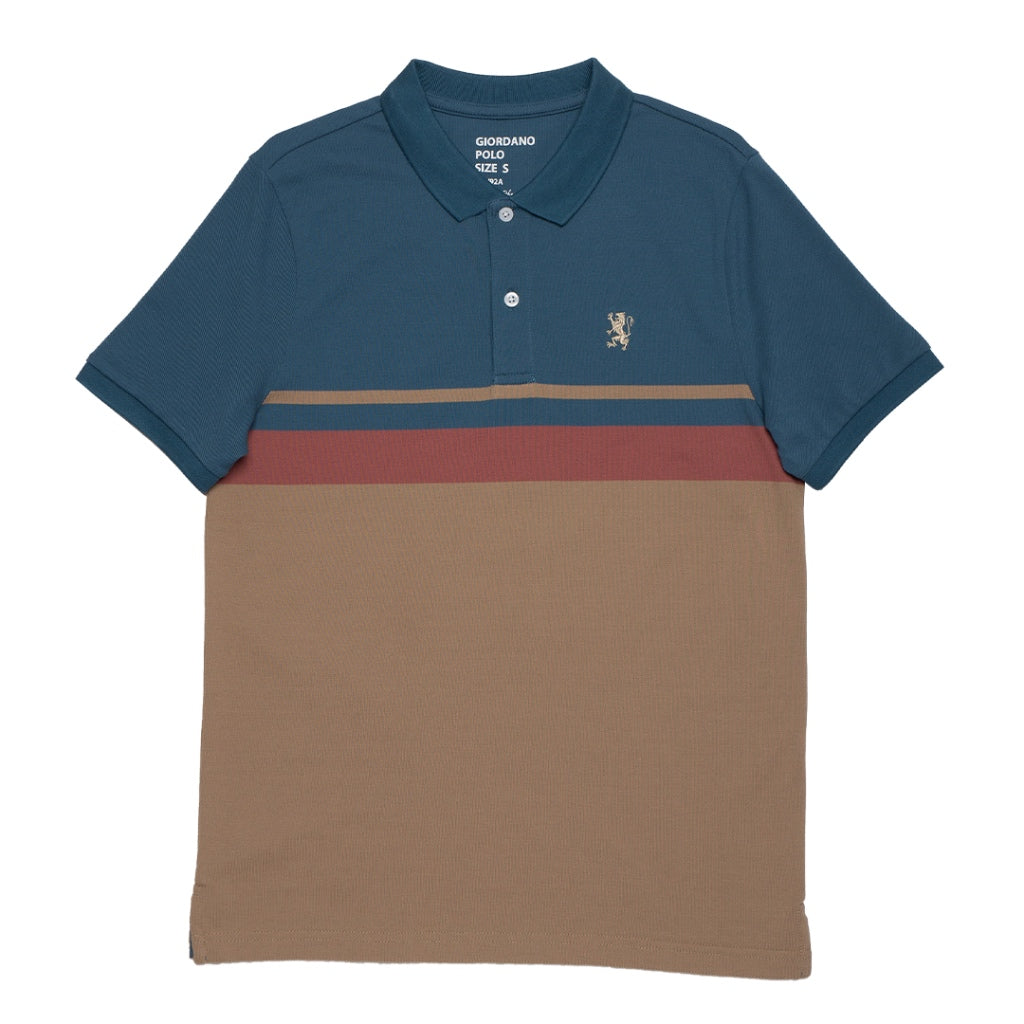 GIORDANO Men's Striped Small Lion Polo