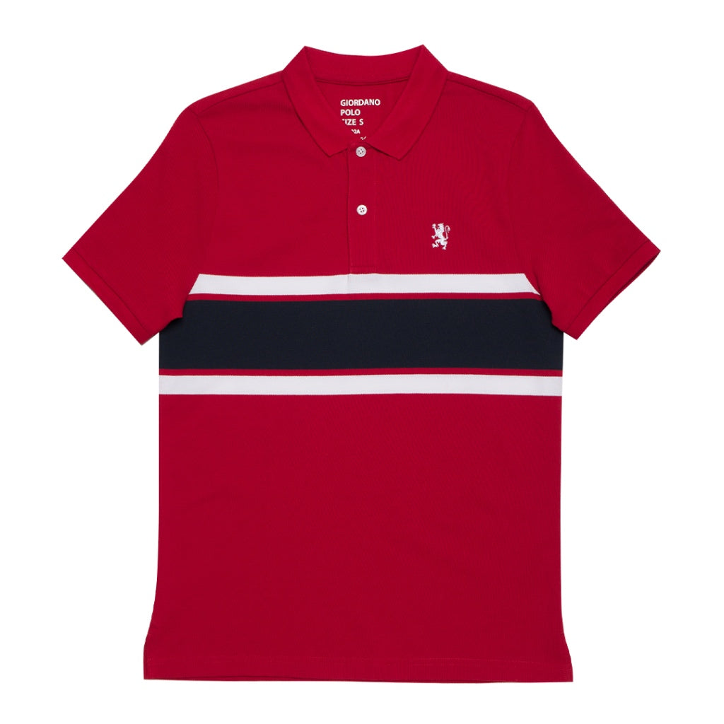GIORDANO Men's Striped Small Lion Polo