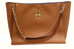 Tory Burch Brown Leather Small Britten Slouchy Tote