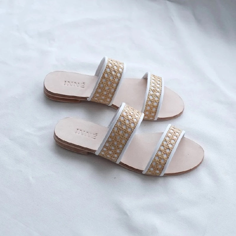Inne Studios Sinta Double Strap Slide - White