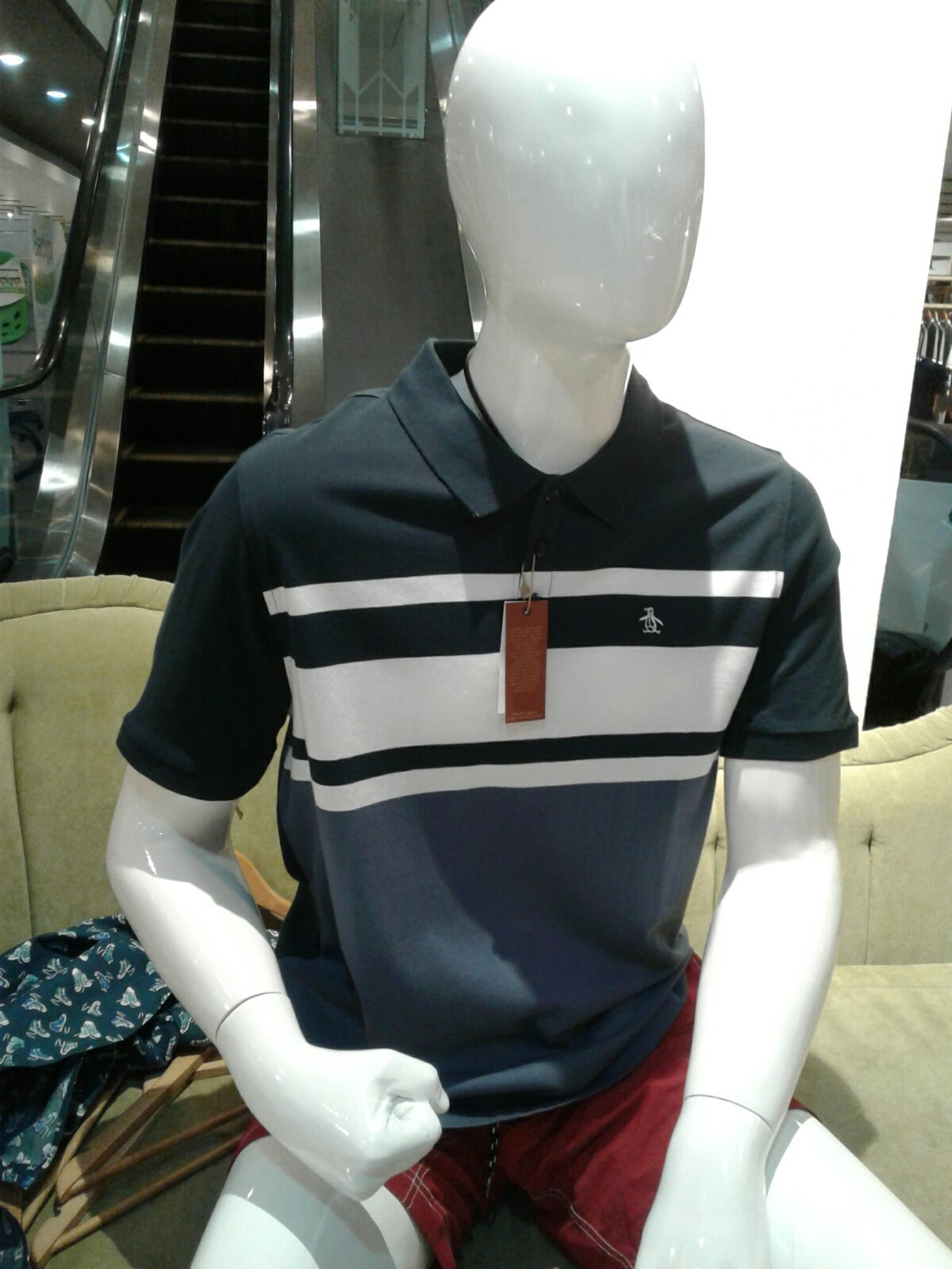 Original Penguin Men's Panel Chest Striped Twill Polo
