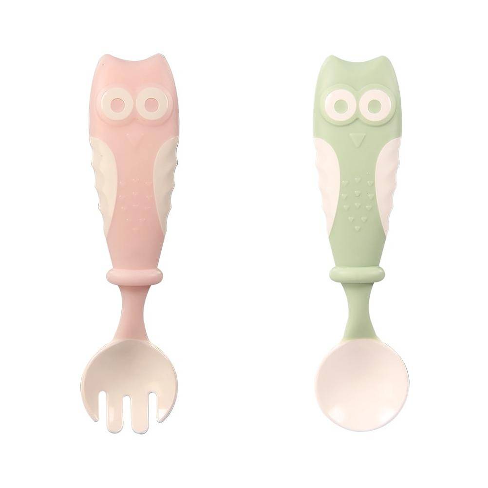 Owl Baby Easy Grip Bendable Spoon & Fork Set with Travel Case
