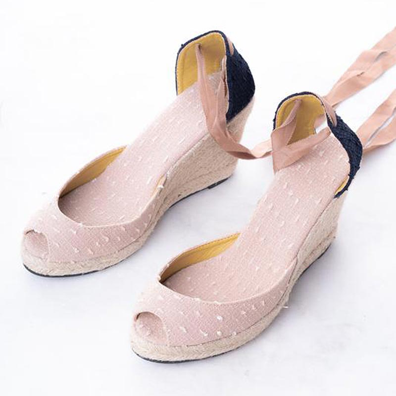 Daily Schedule Lace Up Espadrilles (Apricot Linen)