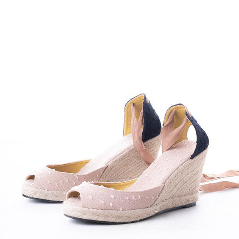 Daily Schedule Lace Up Espadrilles (Apricot Linen)