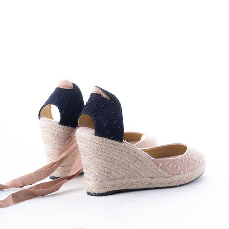 Daily Schedule Lace Up Espadrilles (Apricot Linen)