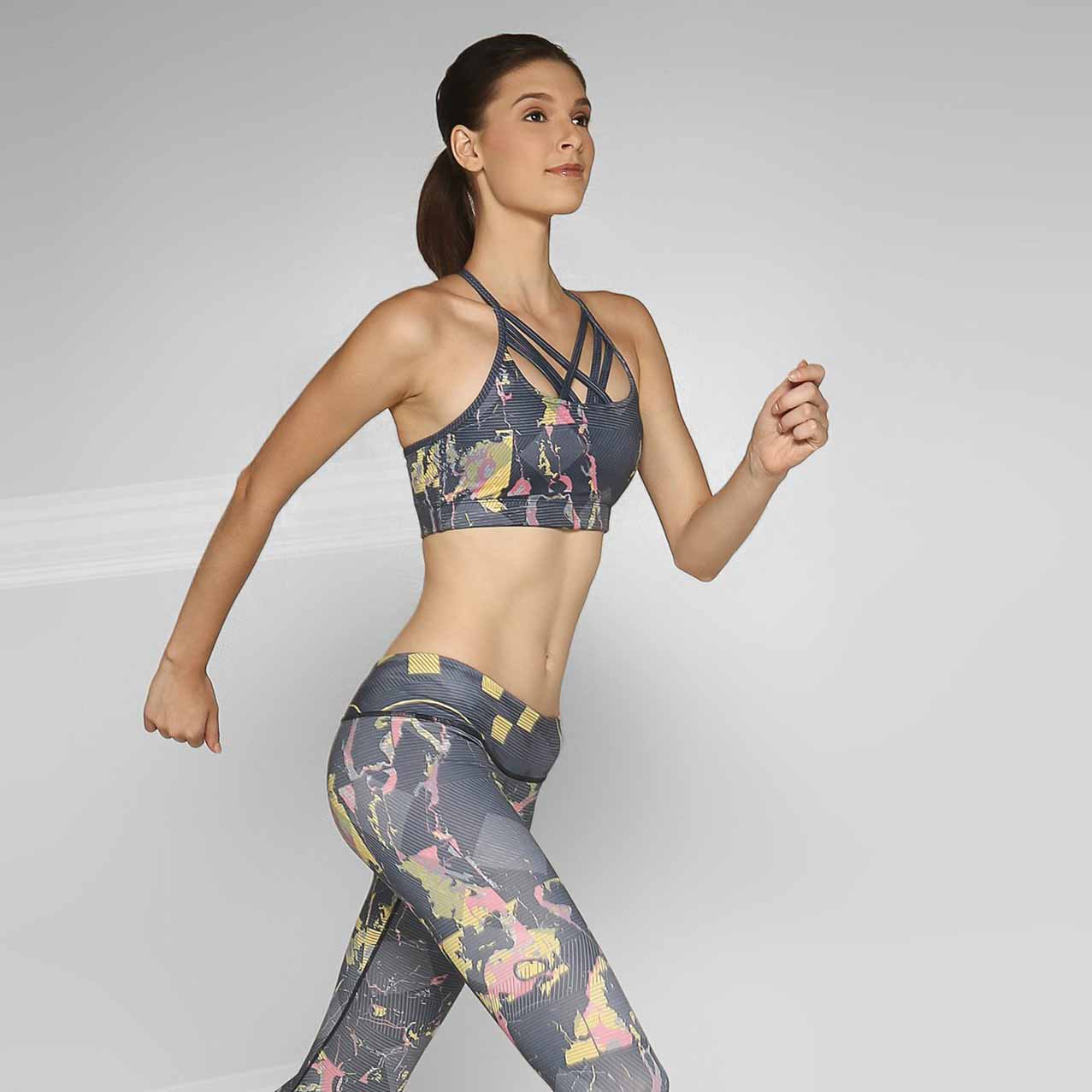 Atsui Women's Fitness Chika Sports Bra in Marble Blue
