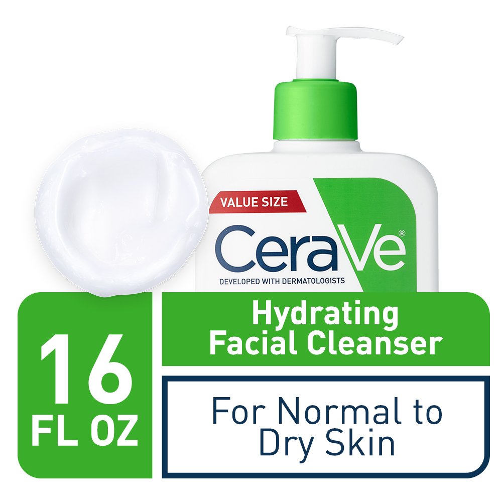 CeraVe Hydrating Facial Cleanser | Moisturizing Non-Foaming Face Wash with Hyaluronic Acid, Ceramides and Glycerin | 16 Fluid Ounce
