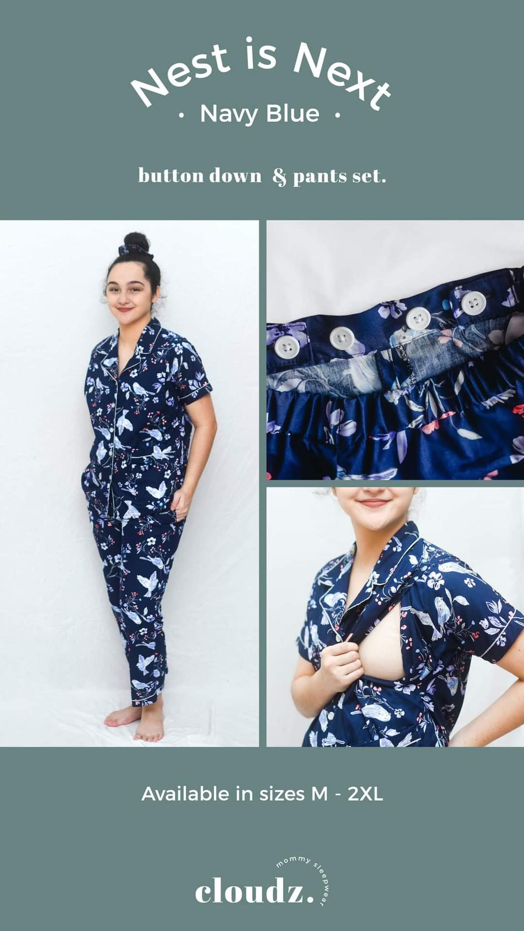Cloudz PH Nursing PJs - Nest is Next (Navy)