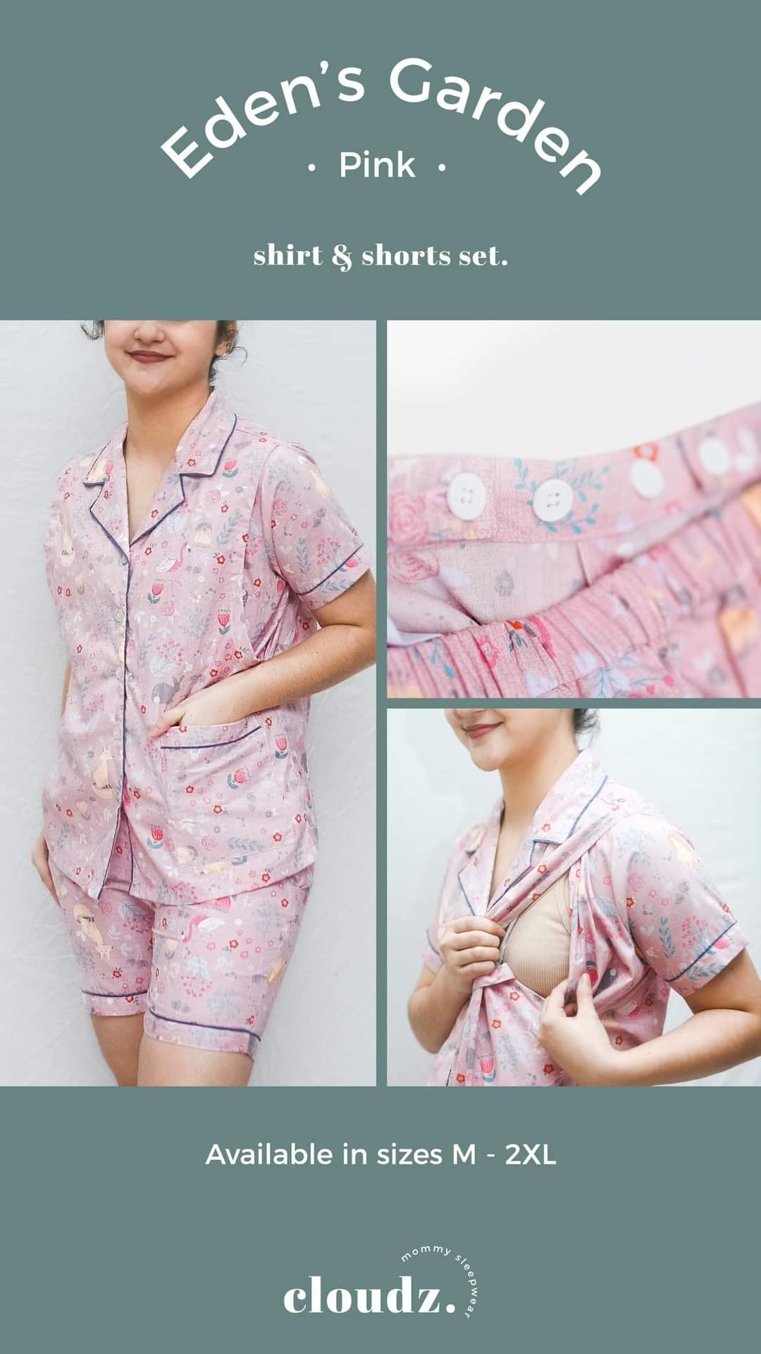 Cloudz PH Nursing PJs - Eden's Garden (Pink)