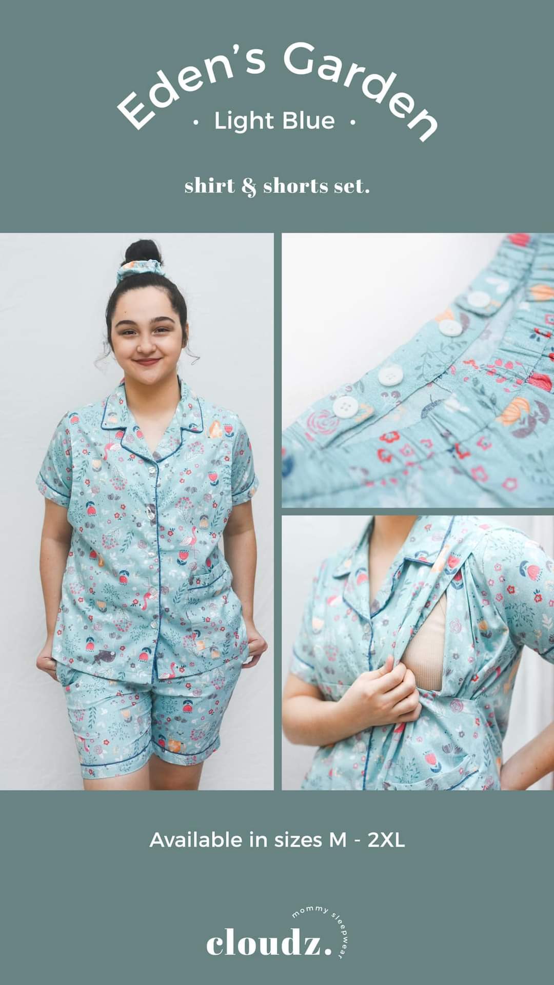 Cloudz PH Nursing PJs - Eden's Garden (Light Blue)