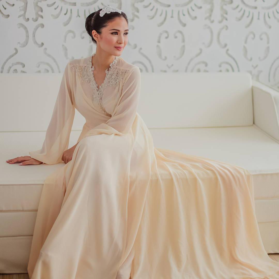 La Tercera Heart with Appliques Long Premium Silk Robe set