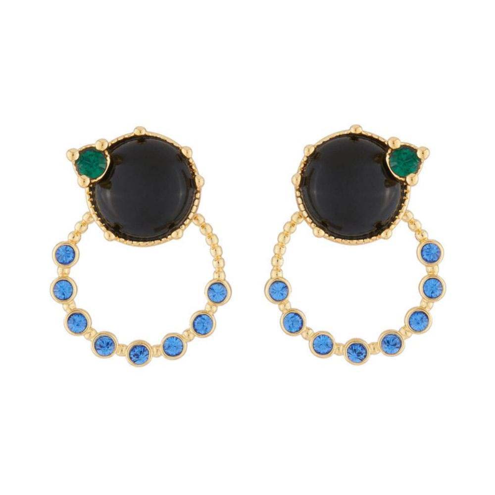 Les Néréides Paris Black Onyx stone with removable ring stud earrings