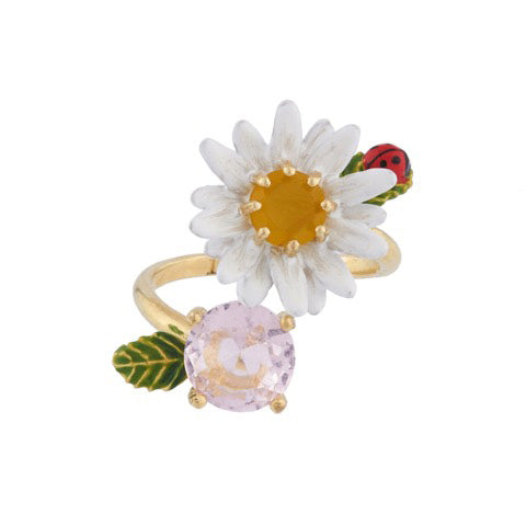 Les Néréides Paris Lovely Daisy on stone adjustable rings