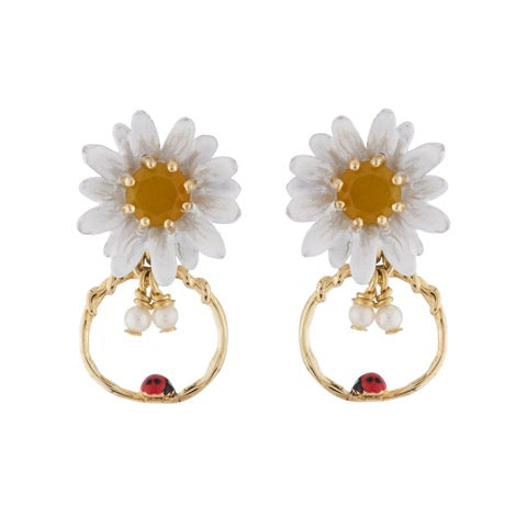 Les Néréides Paris Lovely Daisy on stone hoop earrings