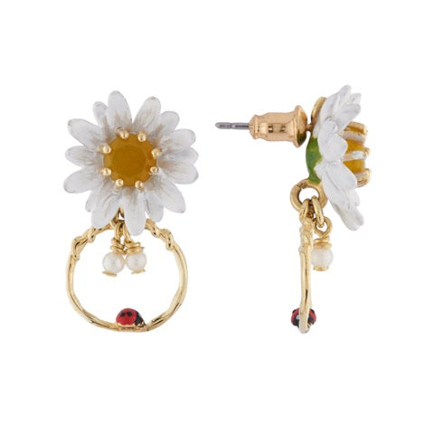Les Néréides Paris Lovely Daisy on stone hoop earrings
