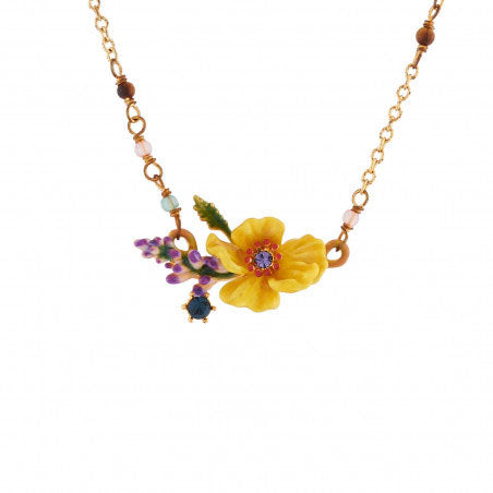 Les Néréides Paris Lavender and Yellow Pansy necklace