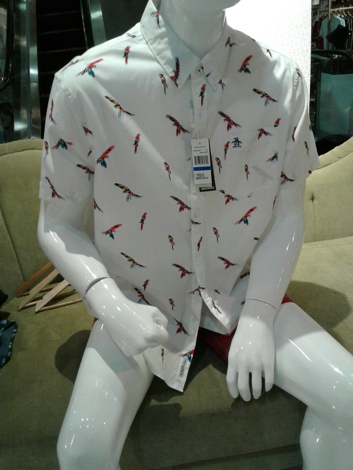 Original Penguin Men's Short Sleeve Button Down Polo | Parrot Print