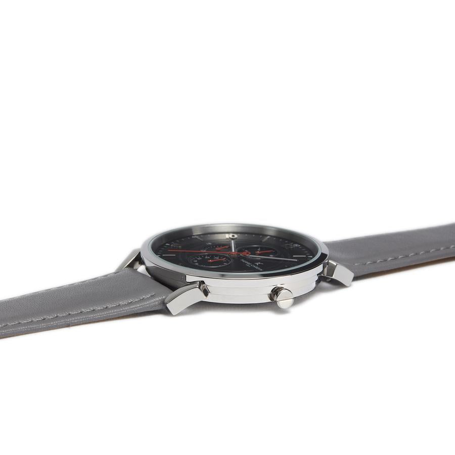 Pierre Cardin Pigalle Boulevard Silver Tone Gray Leather Watch