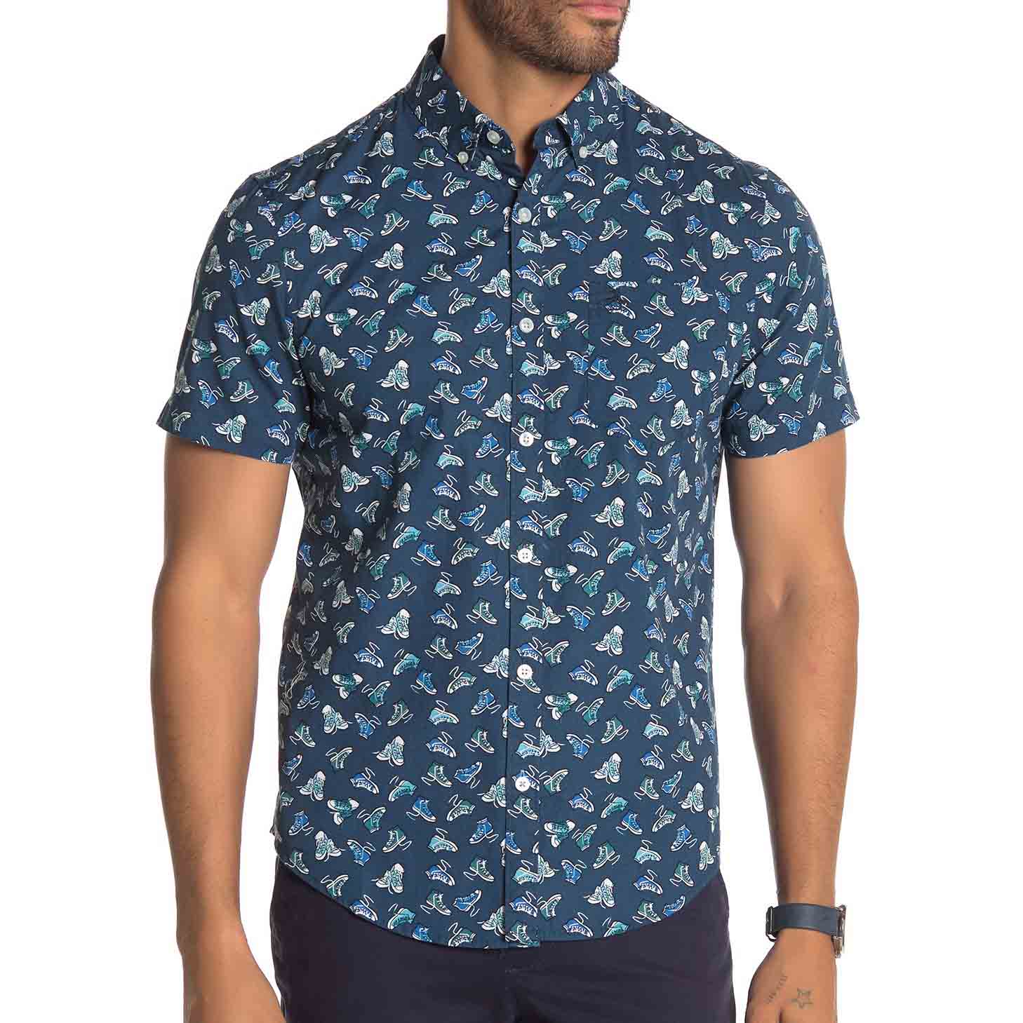 Penguin Atlantic Men's Shirt Button Down Short Sleeve Hawaiian