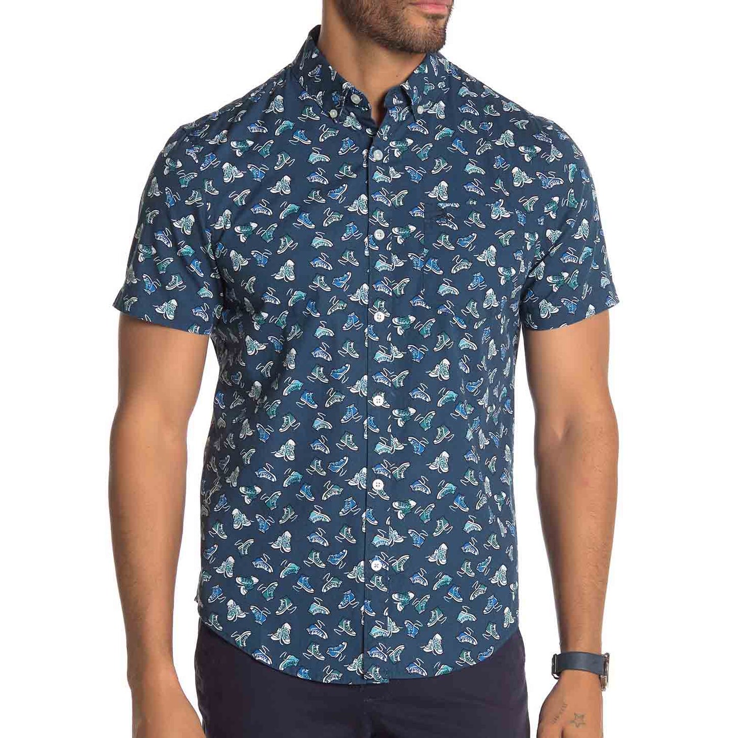 Original Penguin Men's Short Sleeve Button Down Polo | Sneaker Print