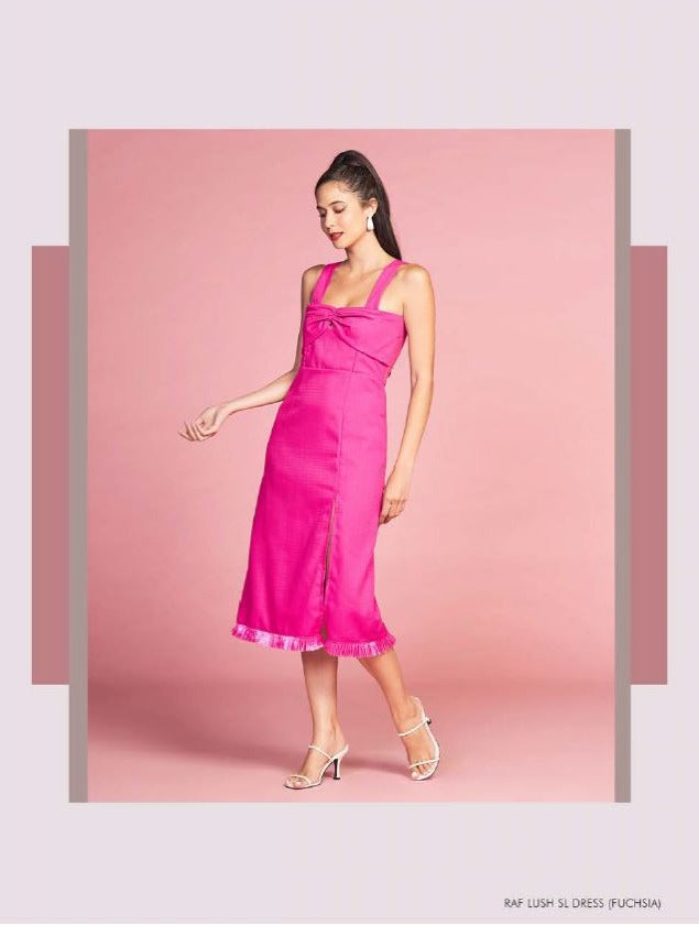 RAF LUSH LONG SLEEVE DRESS - FUCHSIA