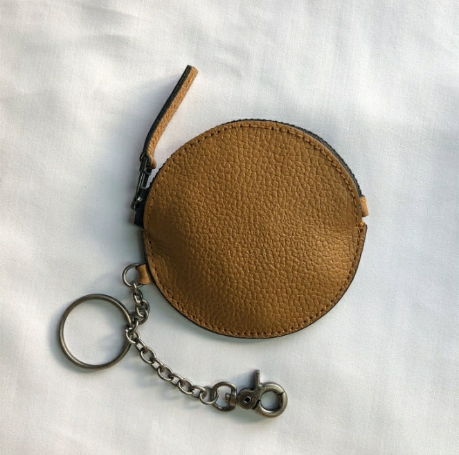 Katre Round Coin Case in Caramel