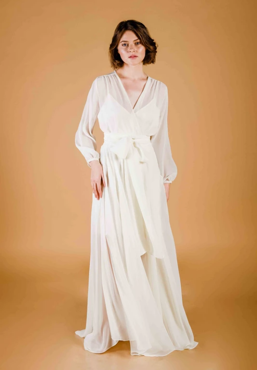 La Tercera Heart in Plain Long Premium Silk Robe set
