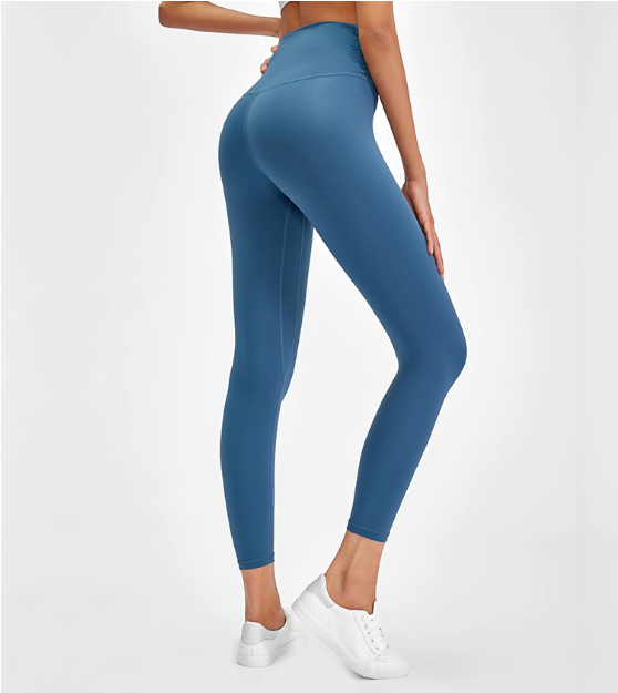 Ginhawa Athleisure Sandy Tie-Waist Semi-Cropped Yoga Pants in Blue