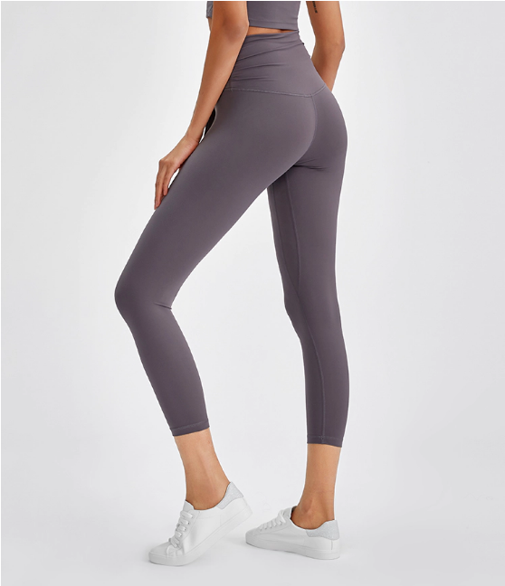 Ginhawa Athleisure Sandy Tie-Waist Semi-Cropped Yoga Pants in Gray