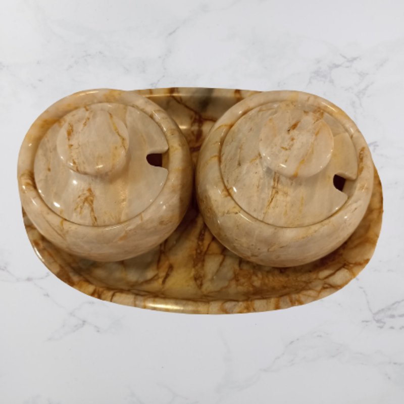 Marmol Stonework Marble Creamer and Sugar