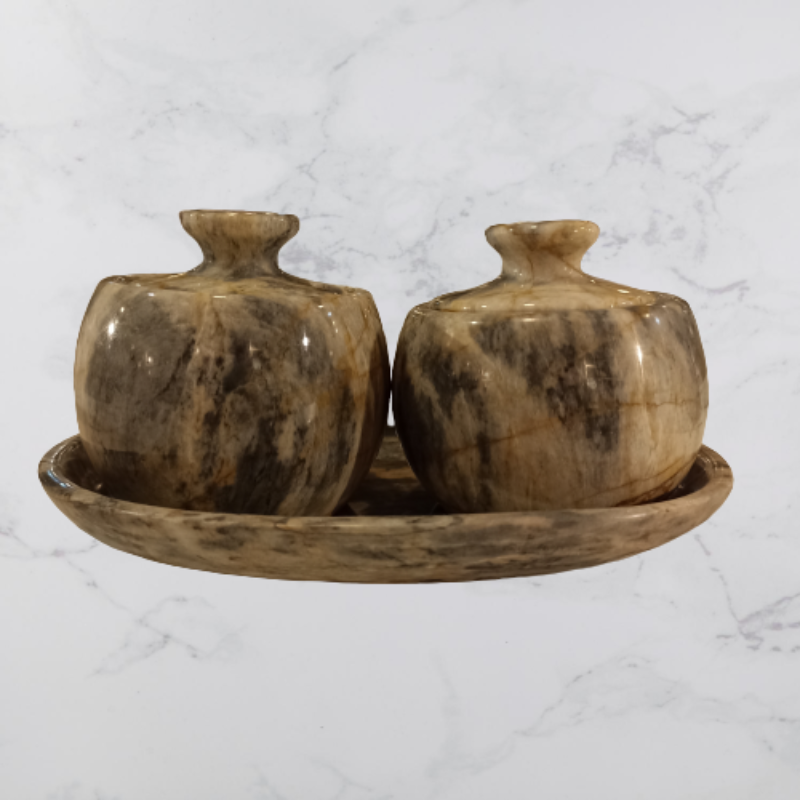 Marmol Stonework Marble Creamer and Sugar