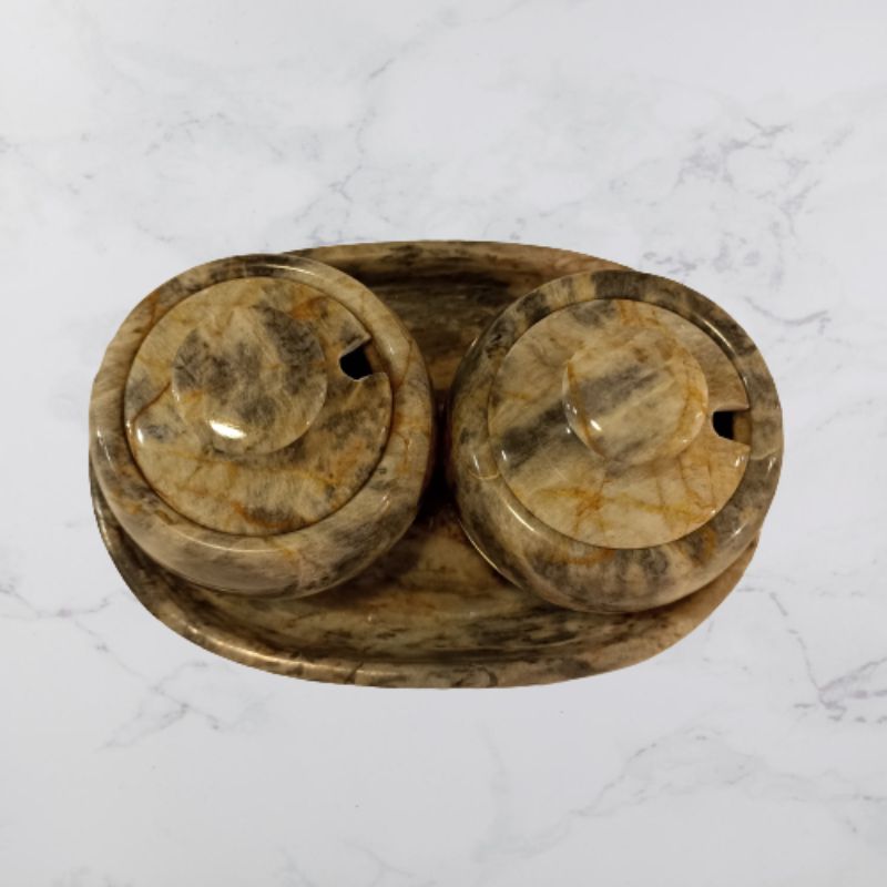 Marmol Stonework Marble Creamer and Sugar