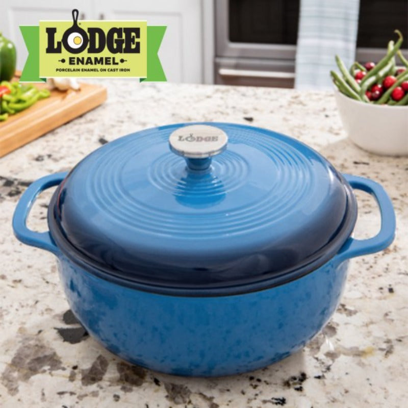 Lodge 6 Quart Enameled Cast Iron Dutch Oven Blue