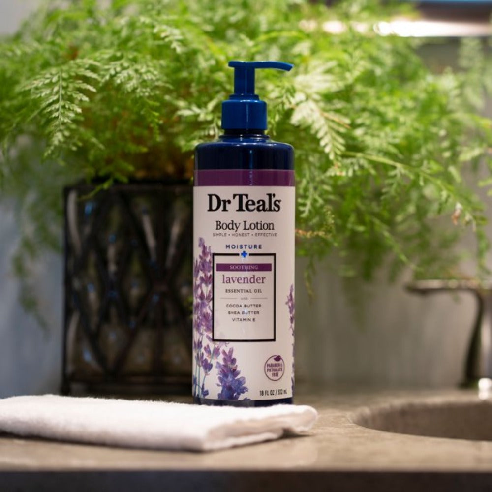 Dr Teal's Body Lotion, 24 Hour Moisture + Soothing with Lavender Essential Oil, 18 fl oz.