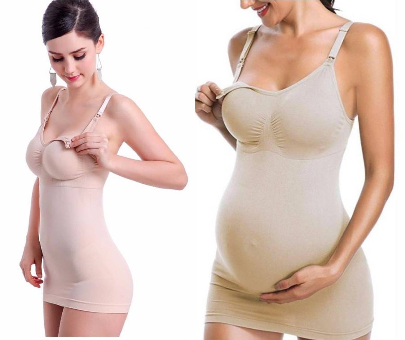Mothers Essential Breast Feeding Clothing Maternity Nursing Bra Tank Top  Camisoles-Nude
