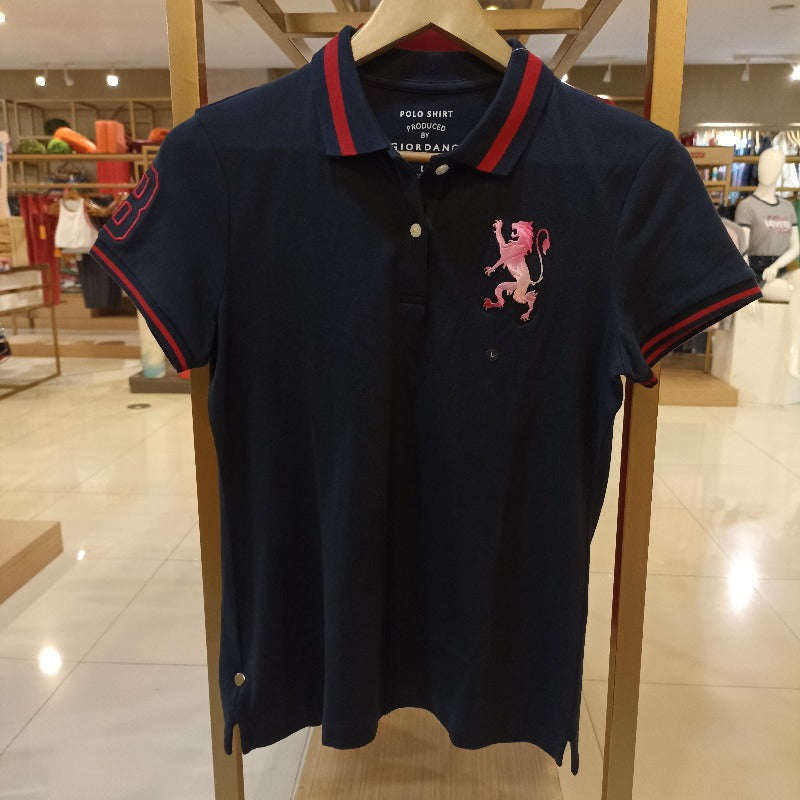 Giordano Women's Cotton Lycra 3D Lion Polo
