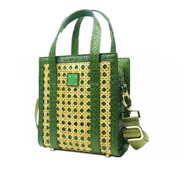 Orias x Chimes Exclusive Solihiya Square Green Weave Tote Bag