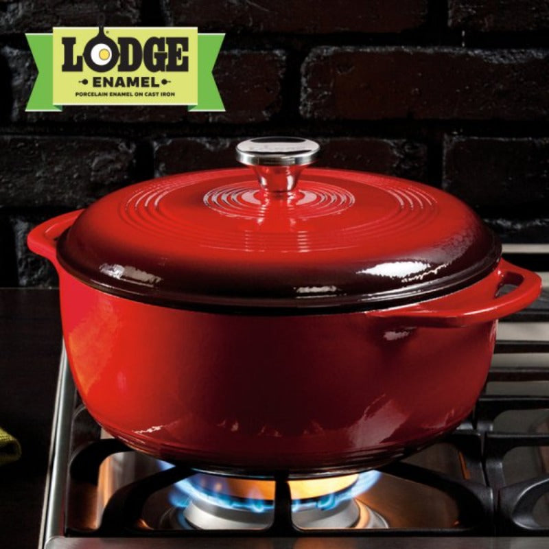 Lodge 6 Quart Enameled Cast Iron Dutch Oven Red